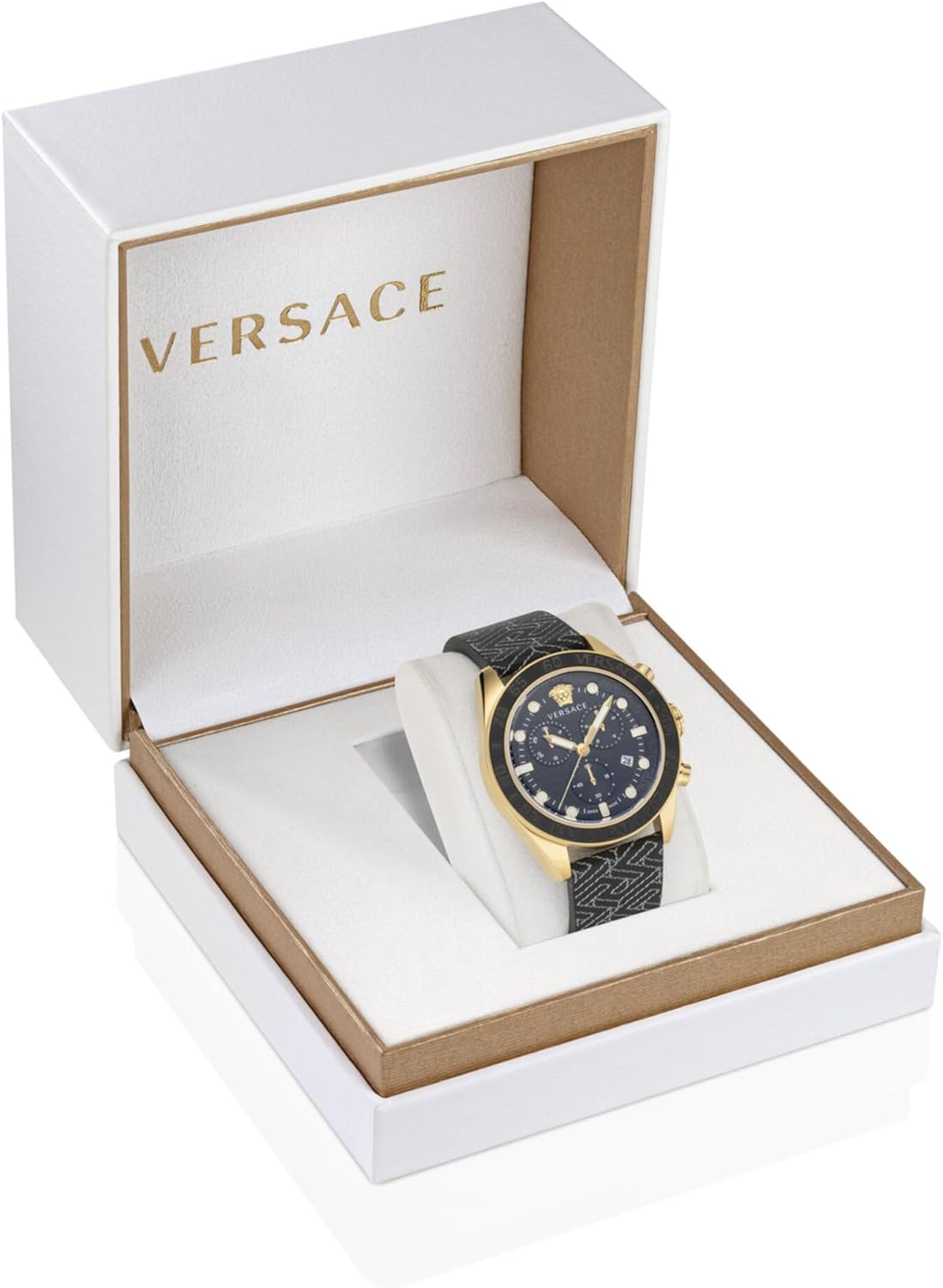 Versace Herren Armbanduhr  43 mm Armband Lederarmband schwarz GRECA DOME CHRONO VE6K00123