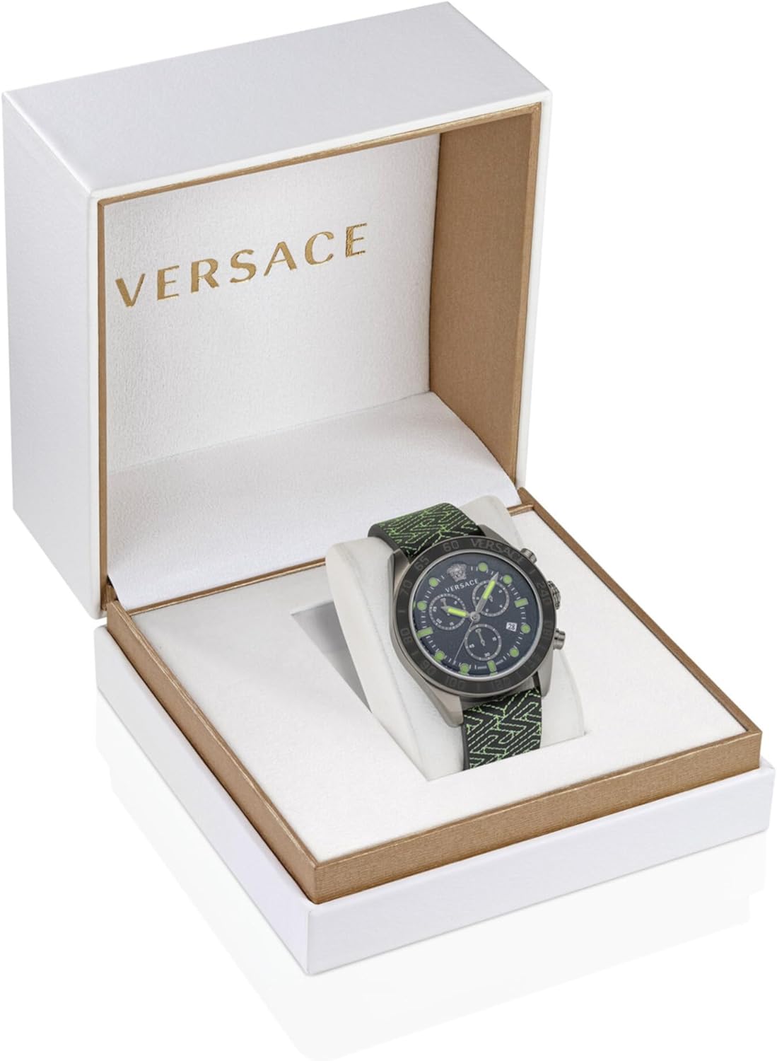 Versace Herren Armbanduhr  43 mm Armband Lederarmband schwarz GRECA DOME CHRONO VE6K00123