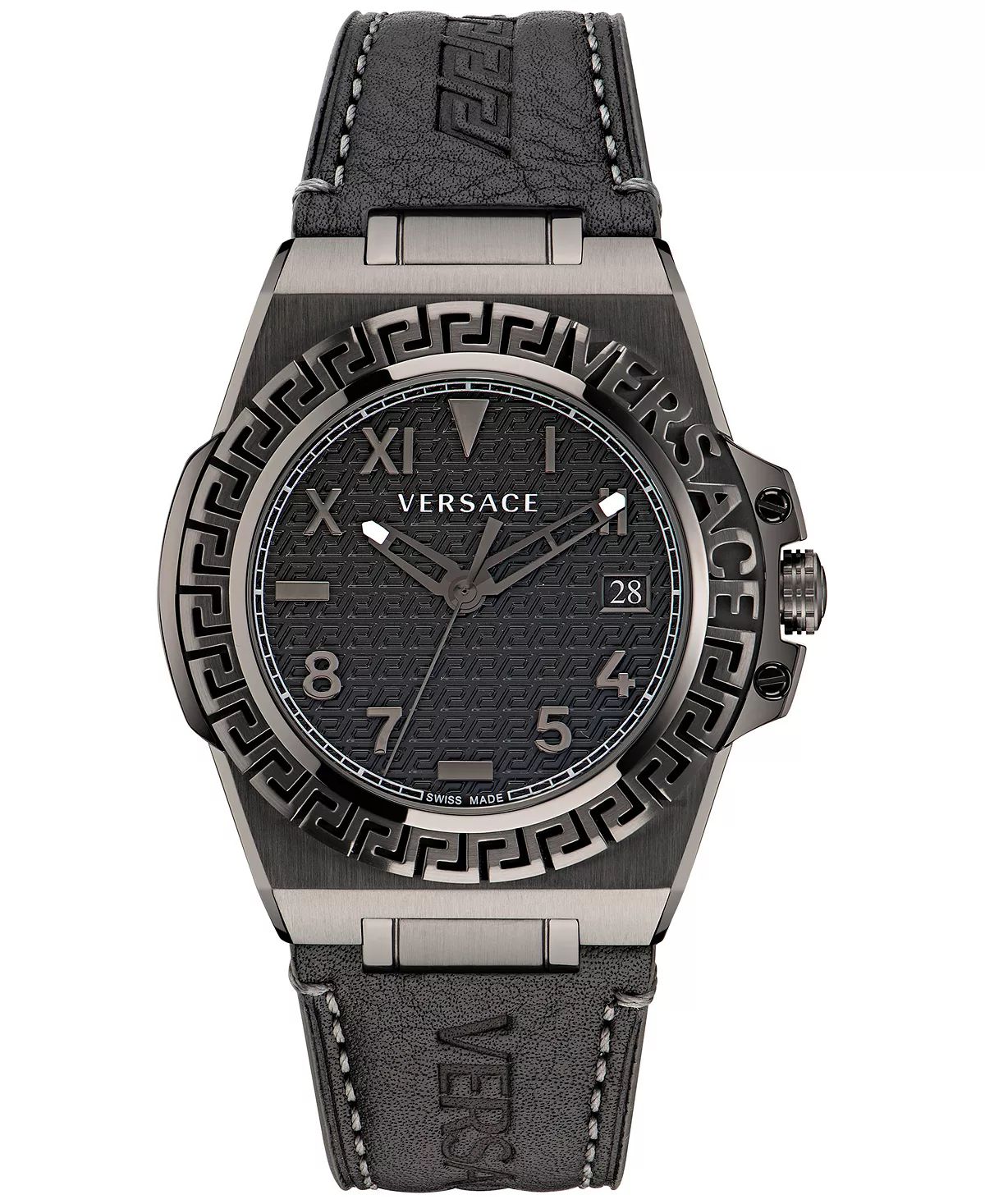 Versace Herren Armbanduhr  44 mm Armband Leder GRECA REACTION