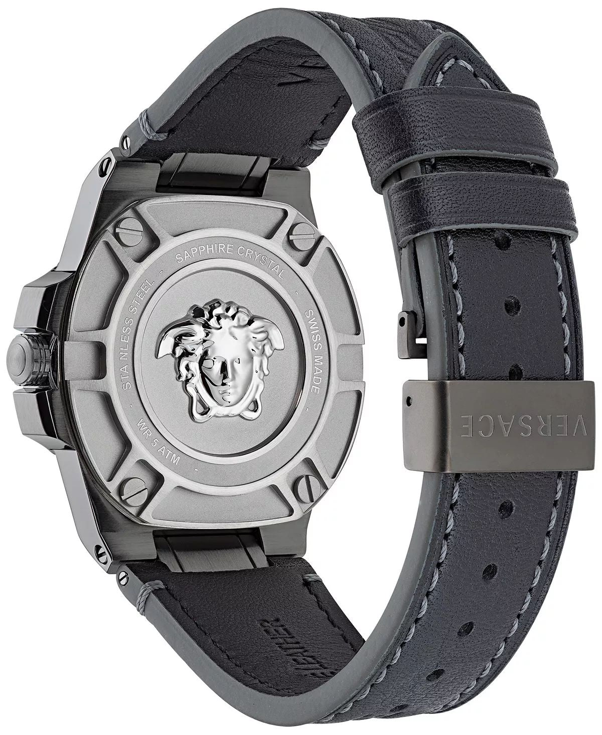 Versace Herren Armbanduhr  44 mm Armband Leder GRECA REACTION