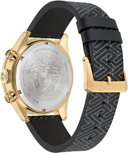 Versace Herren Armbanduhr  43 mm Armband Lederarmband schwarz GRECA DOME CHRONO VE6K00123