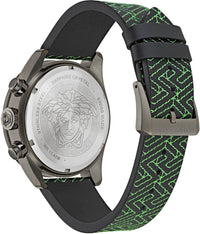 Thumbnail for Versace Herren Armbanduhr  43 mm Armband Lederarmband schwarz GRECA DOME CHRONO VE6K00123