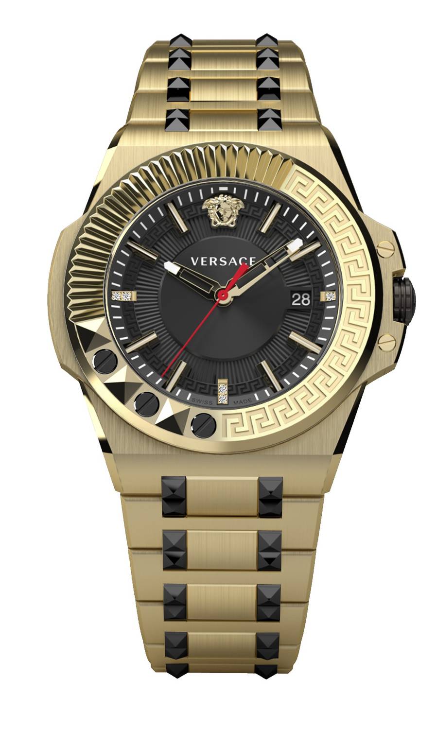 Versace Herren Armbanduhr  Chain Reaction 45 mm Datumsfenster Armband Edelstahl VEDY01119