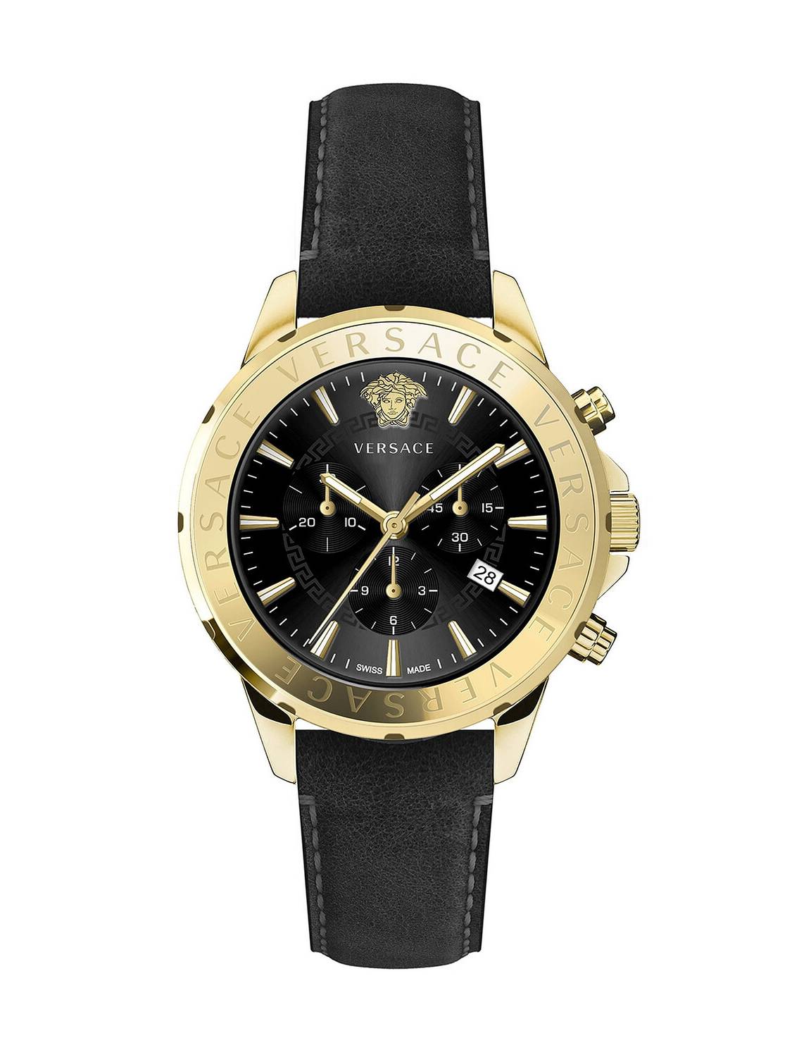 Versace Herren Armbanduhr  Chrono Signature 44 mm Chronograph, Datumsfenster  Armband Leder VEV600721