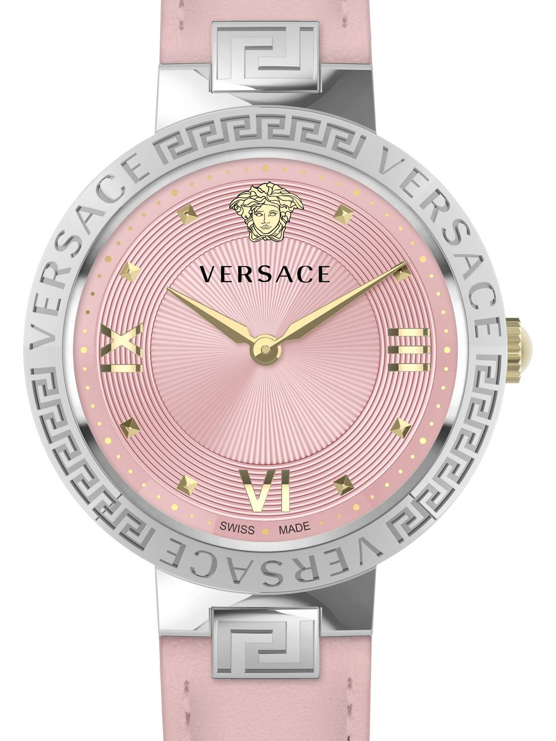 Versace Herren Armbanduhr  Greca Lady 36 mm Greca-Gravur auf dem oberen Ring Armband Leder VE2K00121