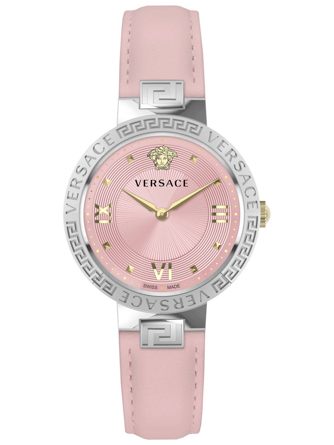 Versace Herren Armbanduhr  Greca Lady 36 mm Greca-Gravur auf dem oberen Ring Armband Leder VE2K00121