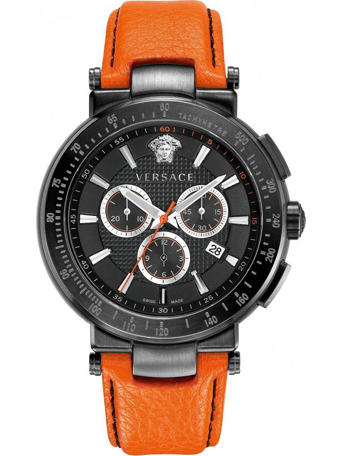 Versace Herren Armbanduhr  Mystique Chrono 46 mm Datum, Chronograph Armband Leder VFG030013