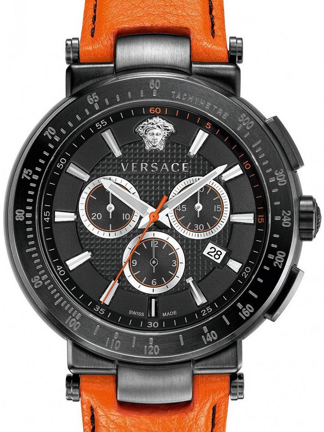 Versace Herren Armbanduhr  Mystique Chrono 46 mm Datum, Chronograph Armband Leder VFG030013