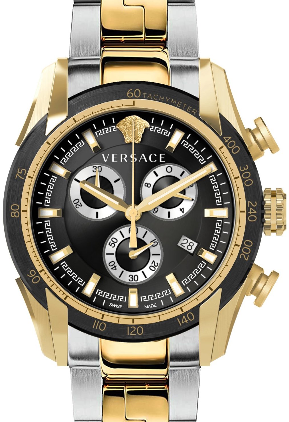 Versace Herren Armbanduhr V-RAY MOV'T VERTIME 44M Edelstahl Armband bicolor VE2I00421