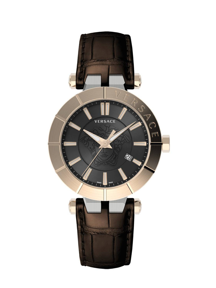 Versace Herren Armbanduhr  V-Race Restyling 42 mm Datumsfenster Armband Leder VE2B00221