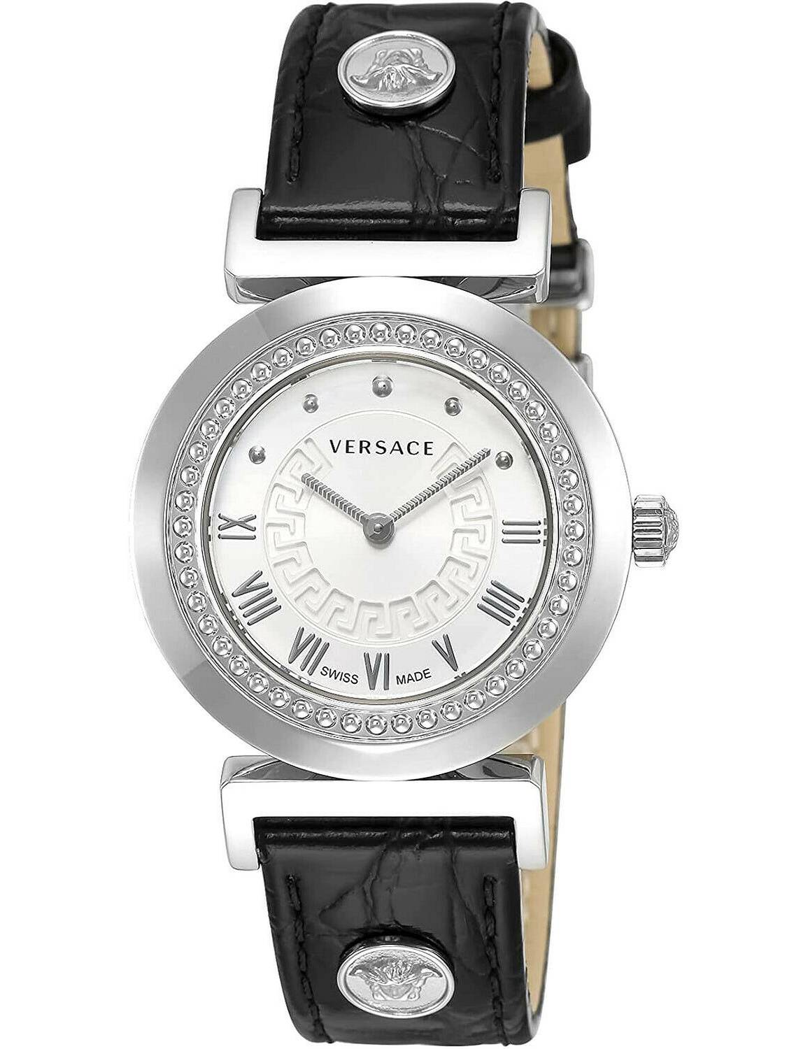 Versace Herren Armbanduhr  Vanity 35 mm Medusa-Nieten am Armband Armband Leder P5Q99D001S009