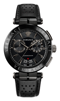 Thumbnail for Versace Aion Chronograph Herrenuhr Schwarz Leder Schwarz Stahl 45mm