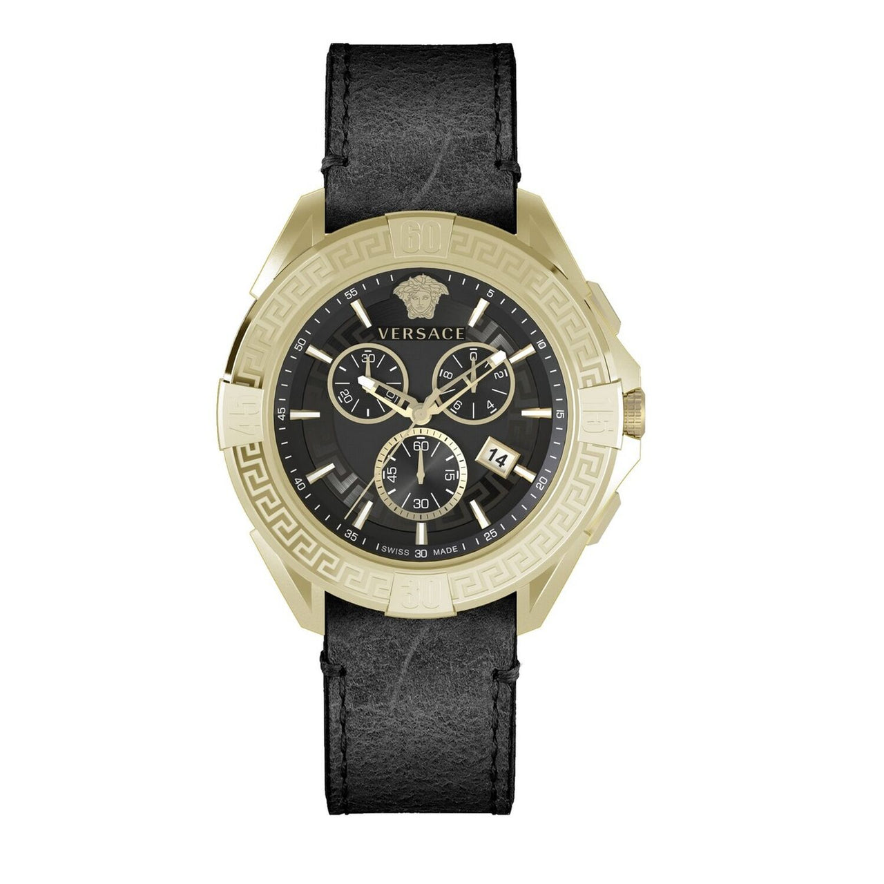 Versace Herren Armbanduhr Chronograph CHRONO SPORTY schwarz, gold 46 mm VE5CA0323