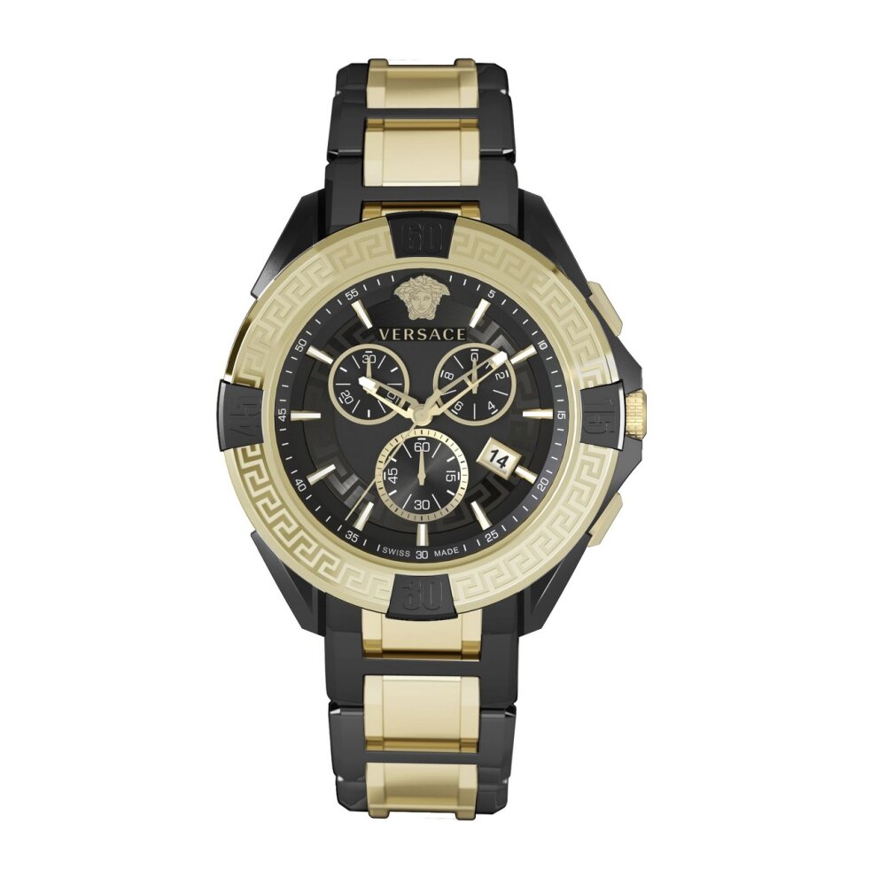 Versace Herren Armbanduhr Chronograph CHRONO SPORTY schwarz, gold 46 mm VE5CA0723