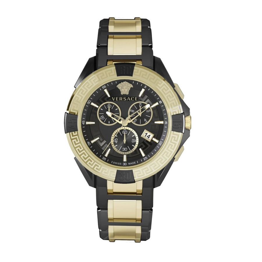 Versace Herren Armbanduhr Chronograph CHRONO SPORTY schwarz, gold 46 mm VE5CA0723