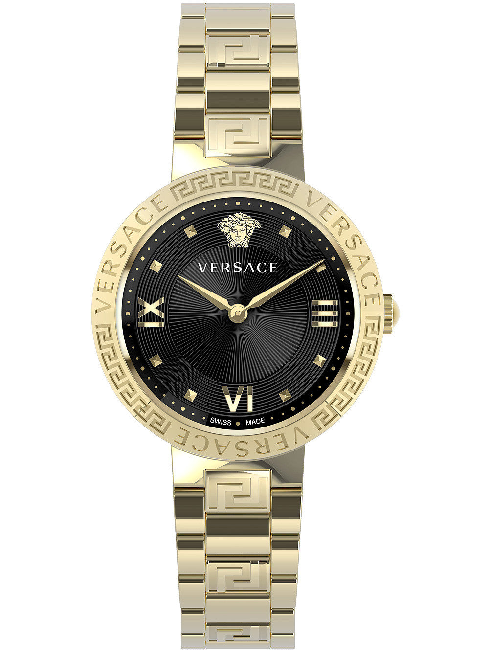 Versace Damen Armbanduhr Greca Lady 36 mm goldfarben schwarz VE2K007 21