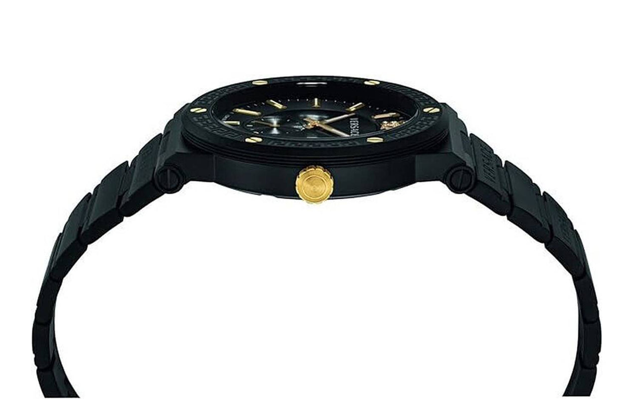 Versace Herren Armbanduhr GRECA LOGO schwarz, gold 41 mm VEVI00620