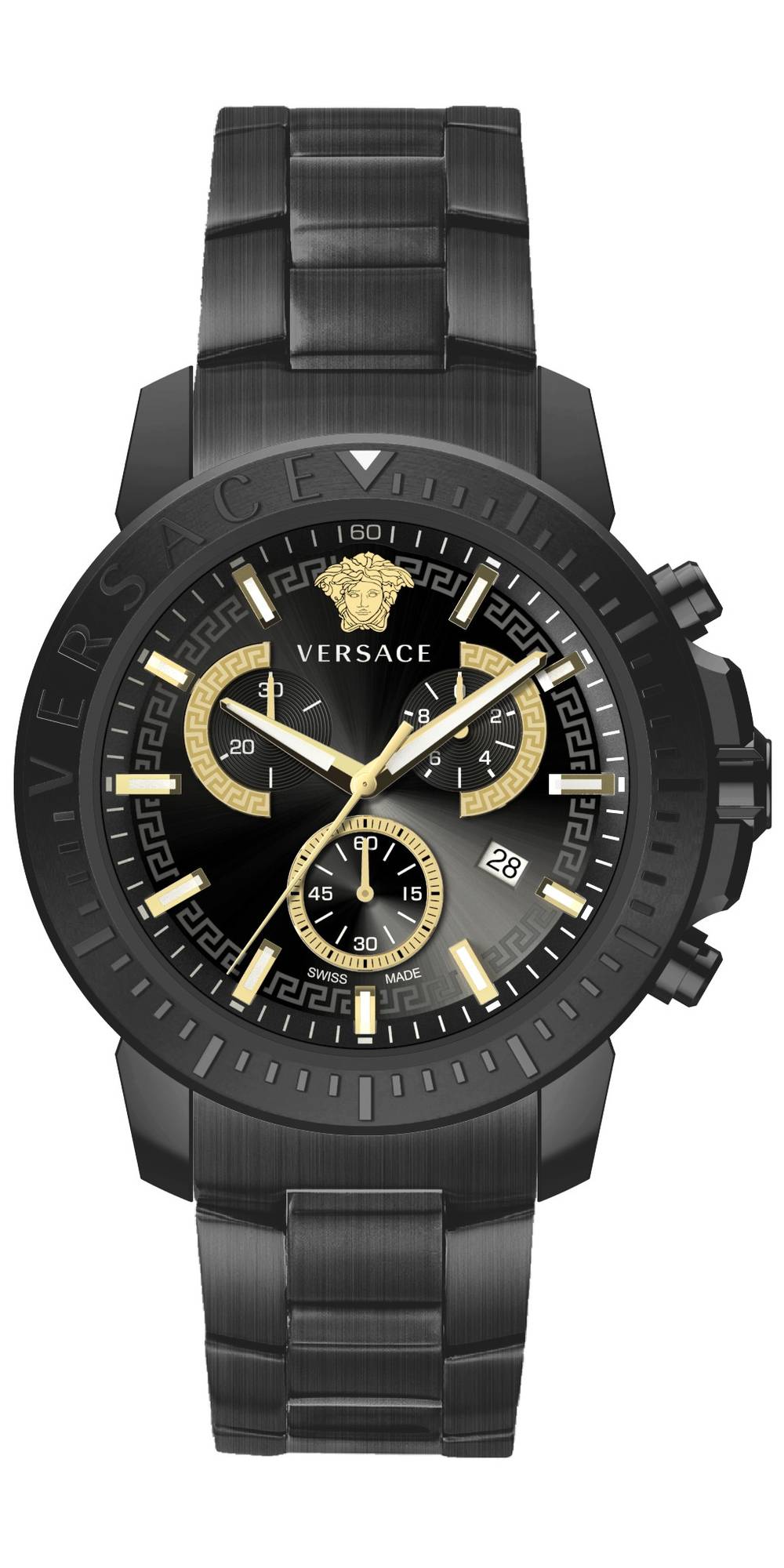 Versace Herren Armbanduhr NEW CHRONO 45 mm Armband Edelstahl Gunmetalfarben VE2E006 21