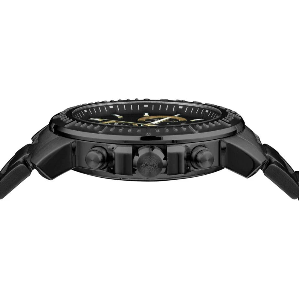 Versace Herren Armbanduhr NEW CHRONO 45 mm Armband Edelstahl Gunmetalfarben VE2E006 21