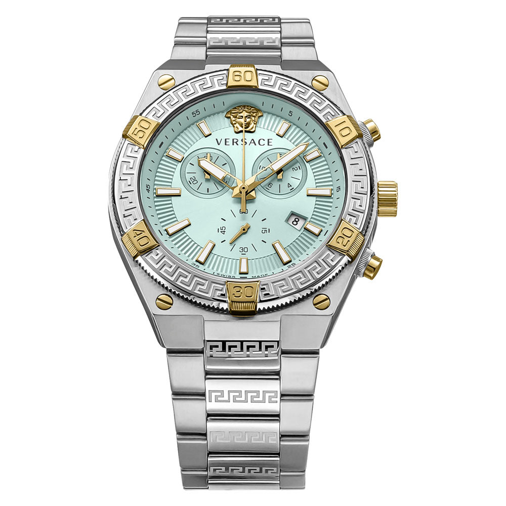 Versace Herren Armbanduhr SPORTY GRECA Chronograph bicolor 46 mm VESO01223