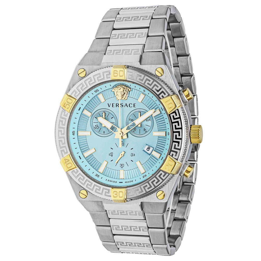 Versace Herren Armbanduhr SPORTY GRECA Chronograph bicolor 46 mm VESO01223