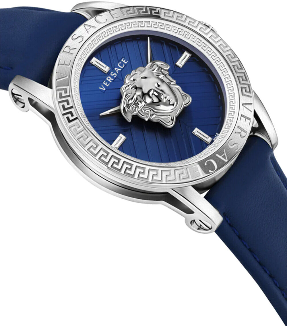 Versace Herren Armbanduhr V-CODE RESTYLING Palazzo blau, silber 43 mm VESN00122