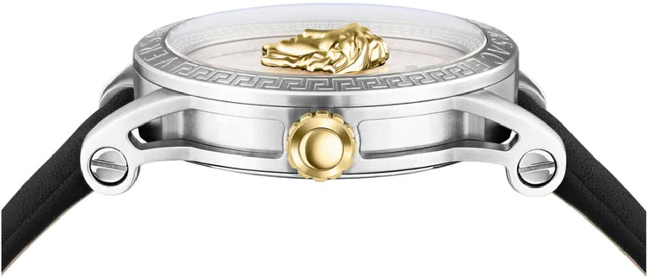 Versace Herren Armbanduhr V-CODE RESTYLING Palazzo schwarz, silber 43 mm VESN00222