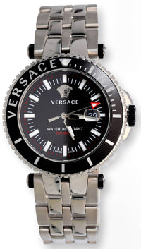 Thumbnail for Versace V-Race Diver Herrenuhr Silber Stahl Schwarzes Zifferblatt 46mm VEAK00318