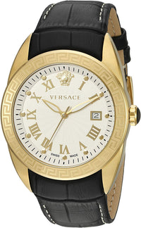 Thumbnail for Versace Acron Herrenuhr Schwarz Leder Gold Stahl 42mm V-Sport II VFE130015