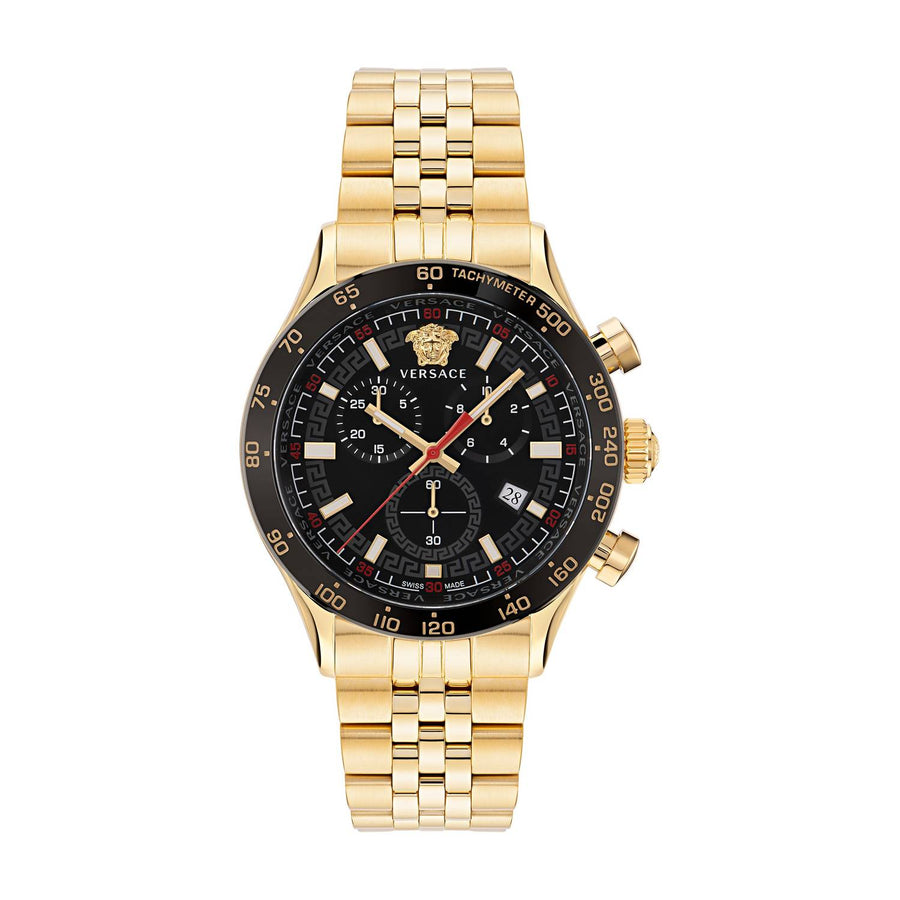 Versace Herren Armbanduhr HELLENYIUM CHRONO Edelstahl Armband gold VE2U006 22