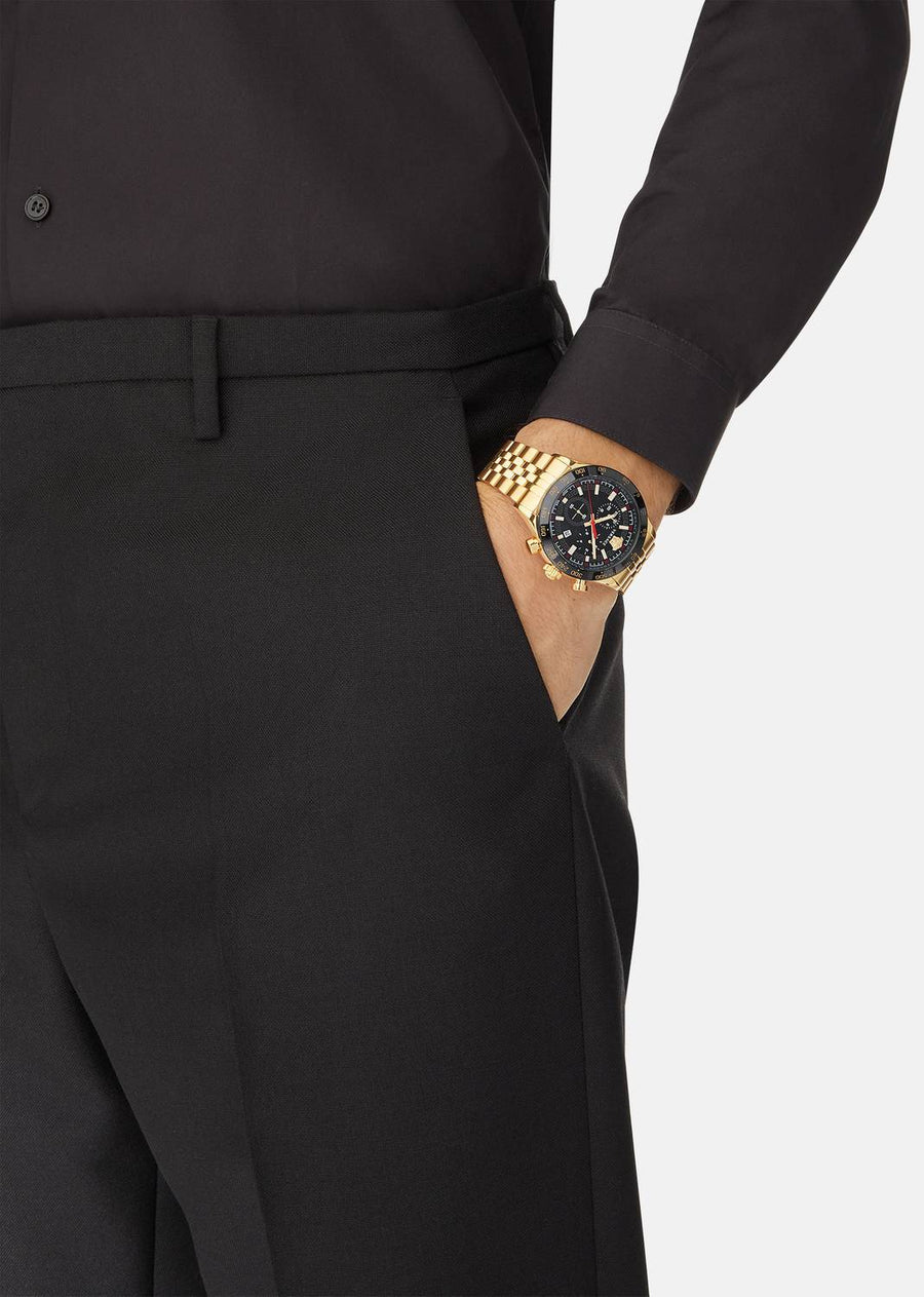Versace Herren Armbanduhr HELLENYIUM CHRONO Edelstahl Armband gold VE2U006 22
