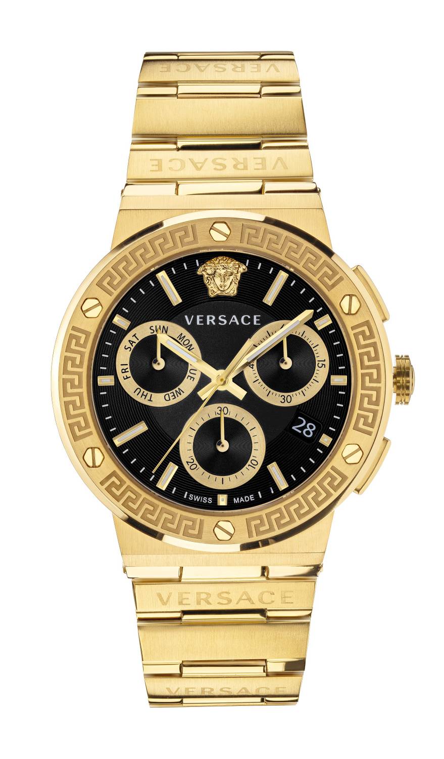 Versace Herren Uhr Armbanduhr GRECA LOGO CHR Armband Edelstahl gold VEZ9004 21