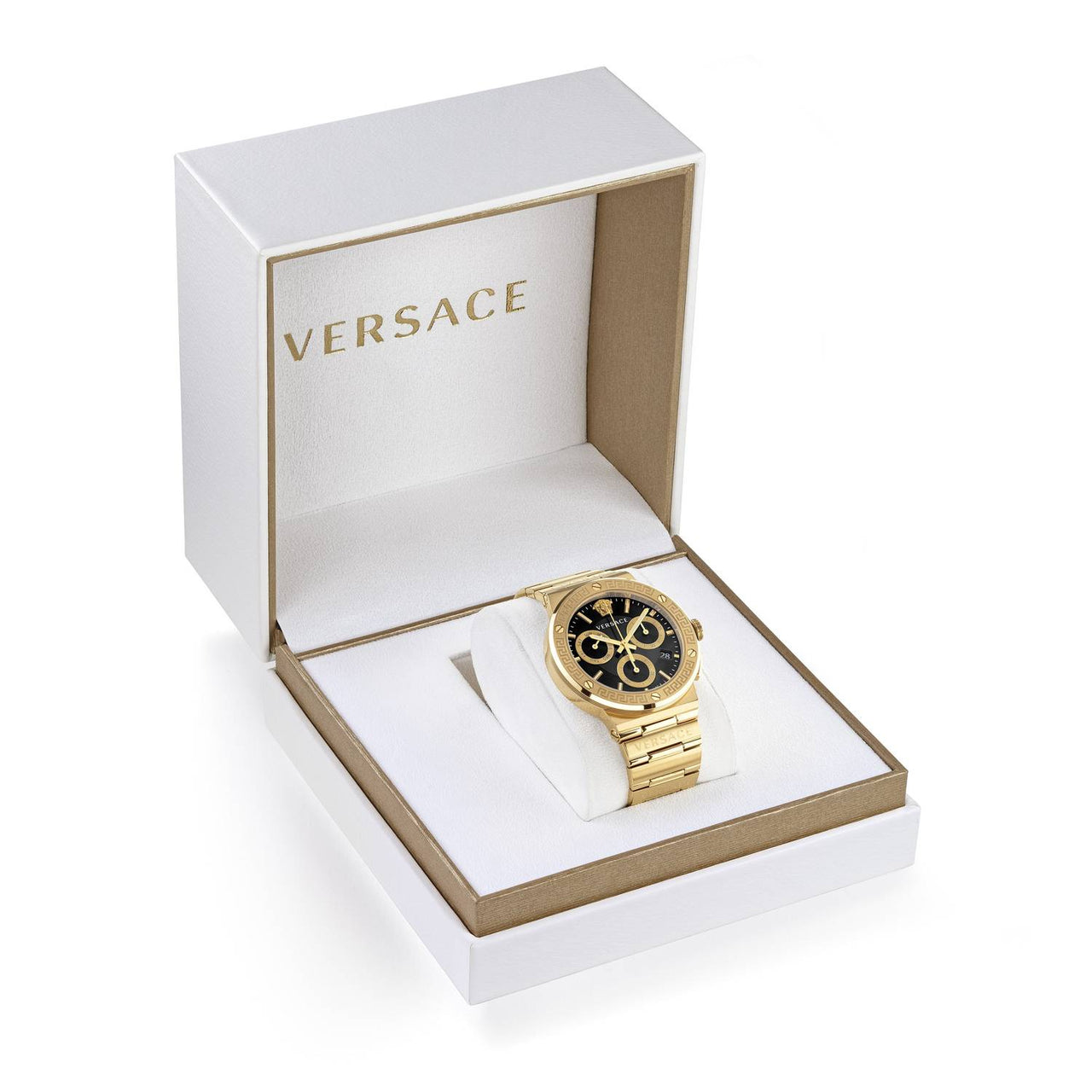 Versace Herren Uhr Armbanduhr GRECA LOGO CHR Armband Edelstahl gold VEZ9004 21