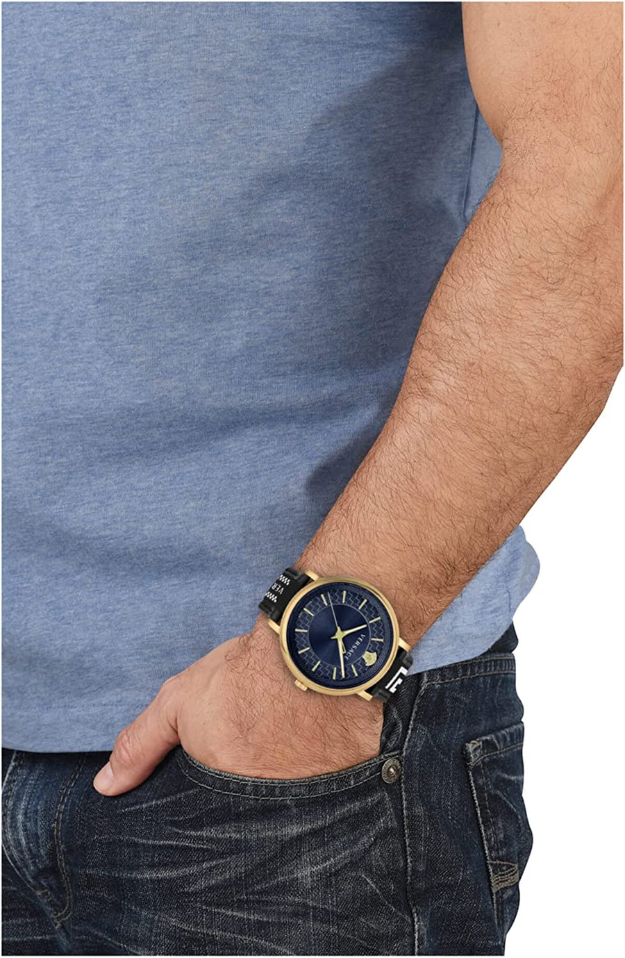 Versace Uhr Herrenuhr V‑CIRCLE VE5A01821 Blau/Gold