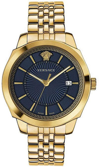 Thumbnail for Versace Icon Classic Herrenuhr Gold Stahlarmband Gehäuse Blaues Zifferblatt 42mm VEV900619