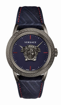 Thumbnail for Versace Palazzo Empire Herrenuhr Blau Leder Grau Stahlgehäuse 43mm VERD00118