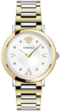 Thumbnail for Versace Pop Chic Damenuhr Silber Gold Stahl Silber Zifferblatt 36mm VEVD00519