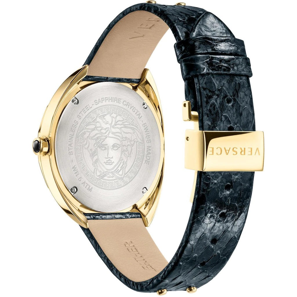 Versace Shadov Damenuhr Schwarz Leder Gold Edelstahl 38mm VEBM010 18