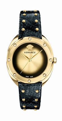 Thumbnail for Versace Shadov Damenuhr Schwarz Leder Gold Edelstahl 38mm VEBM010 18