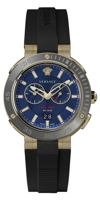 Thumbnail for Versace V-Extreme Pro Herrenuhr Dual Time Schwarzes Armband Grauer Stahl 46mm VECN00119