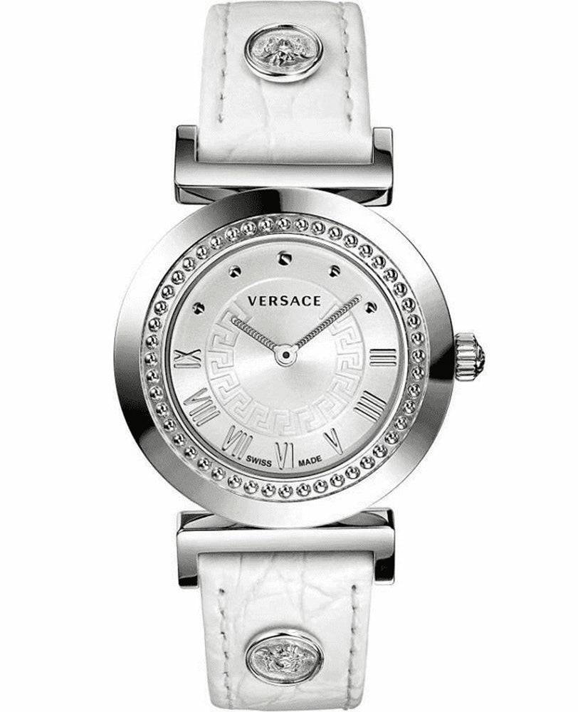 Versace Vanity Damenuhr Weißes Leder Silber Stahl 35mm P5Q99D001 S001