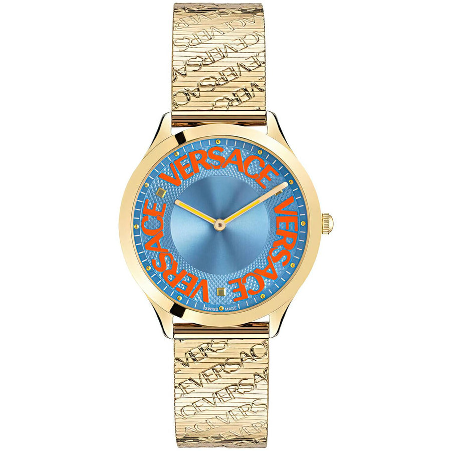 Versce Damen Armbanduhr 38 mm LOGO HALO gelbes und extra Melanese Armband VE2O00722