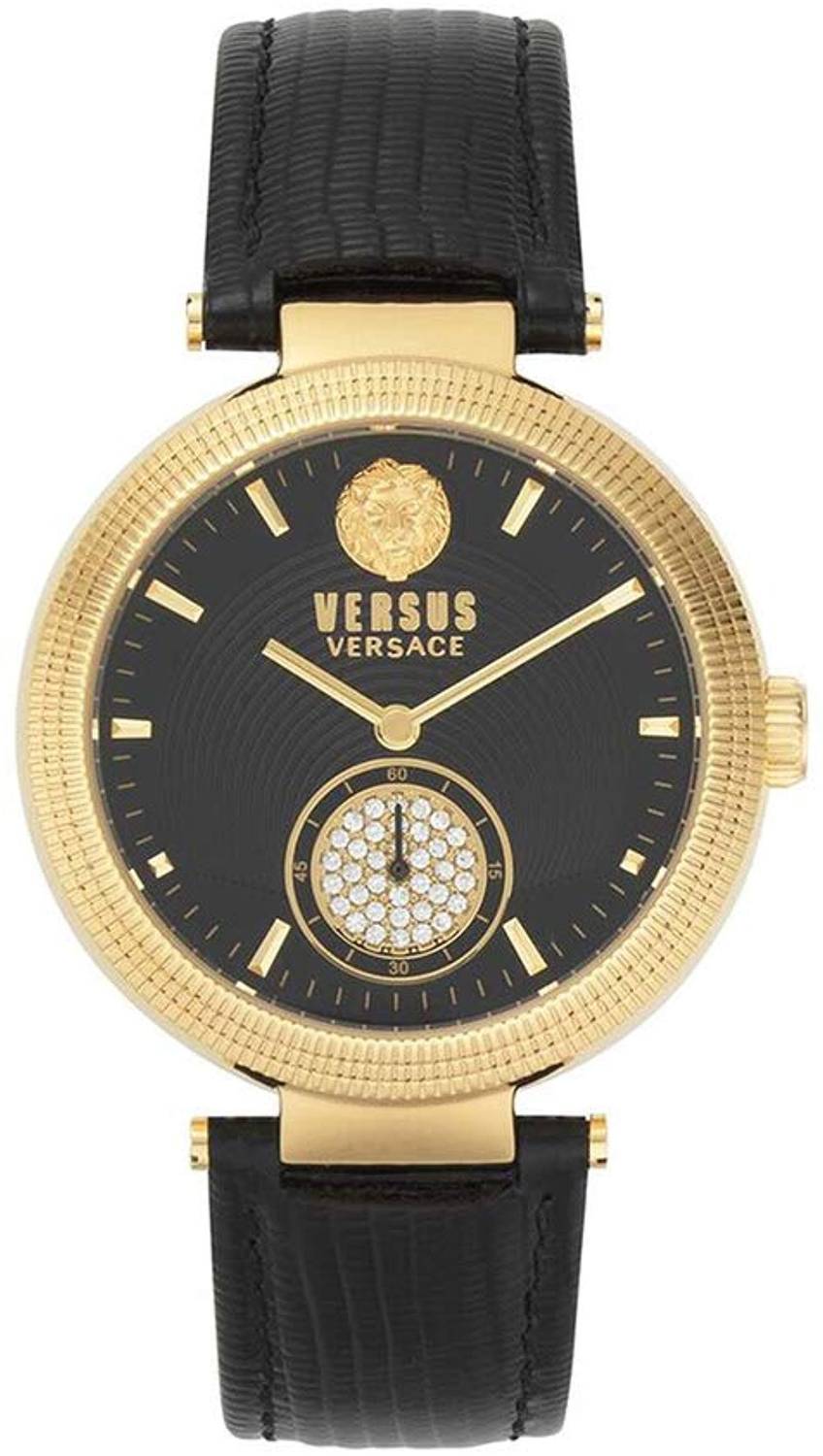 Versus Versace VSP791118 Star Ferry Damenuhr Schwarzes Zifferblatt Lederarmband